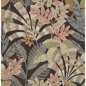 Yara Charcoal Grey Leaves Peel and Stick Wallpaper