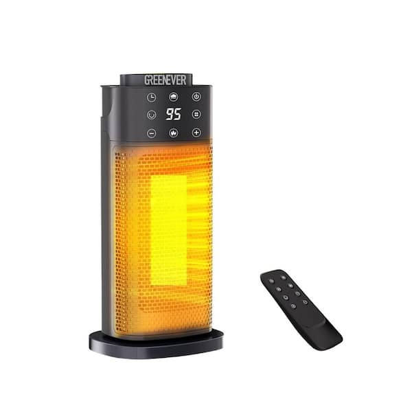 Ahfiwaso 1500W PTC Electric Ceramic Safety Fast Heating Radiant Heater with Thermostat,Remote,Oscillation,Timer in Black