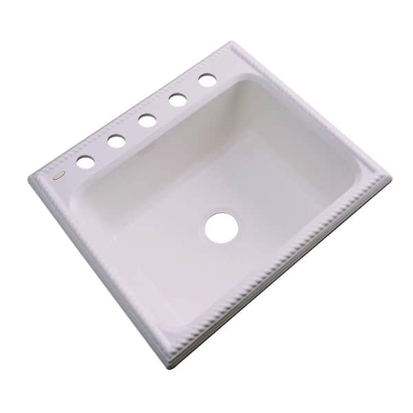 Thermocast Wentworth Drop-In Acrylic 25 in. 5-Hole Single Bowl Kitchen Sink in Innocent Blush