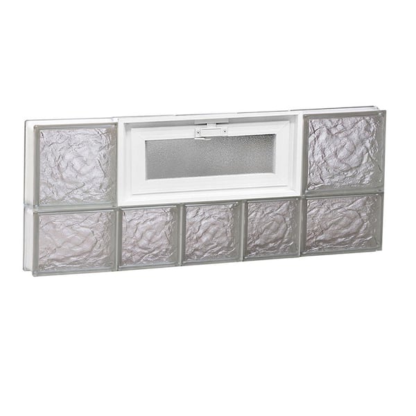 Clearly Secure 32.75 in. x 13.5 in. x 3.125 in. Frameless Ice Pattern Vented Glass Block Window