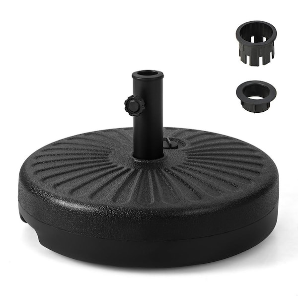 Costway 20 in. Outdoor Fillable Round Patio Umbrella Base Stand Holder Fit Pole 1.5 in./1.9 in. in Black