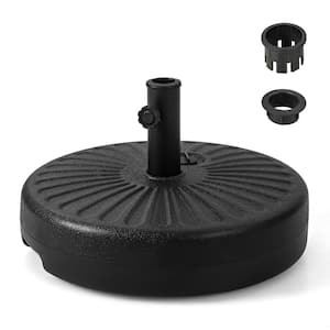 20 in. Outdoor Fillable Round Patio Umbrella Base Stand Holder Fit Pole 1.5 in./1.9 in. in Black