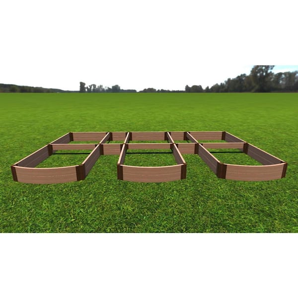 Frame It All Classic Sienna Composite ft.Walk-In Easy Reach ft. - 8 ft. x 16 ft. x 11 in. Raised Garden Bed - 2 in. Profile