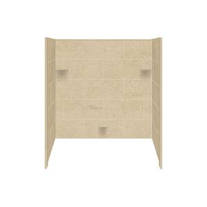 Studio 60 in. W x 60 in. H x 32 in. D 3-Piece Glue Up Alcove Tub Surrounds in Almond Sky
