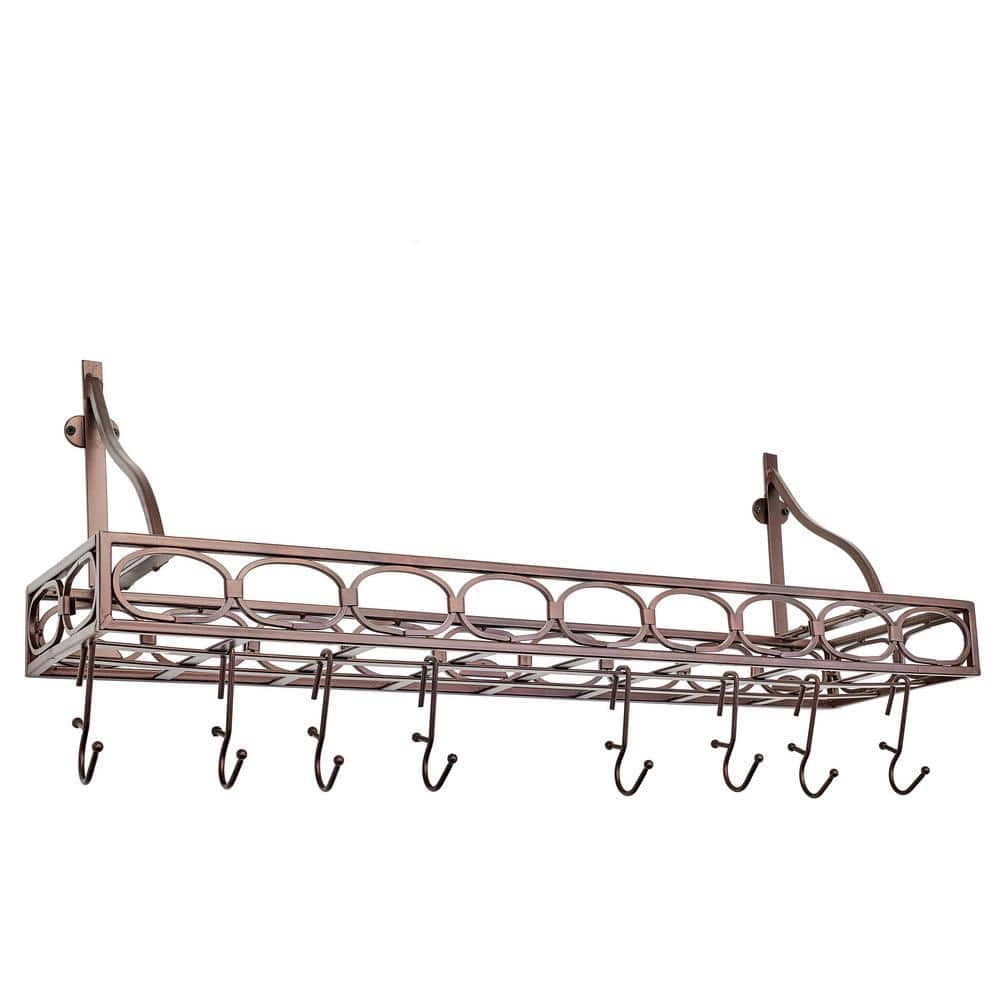Potter's Racks Old Dutch Bronze Bookshelf Pot Rack with 8-Hooks 103BZ - The Home Depot