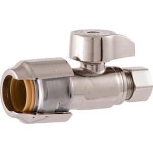 Max 1/2 in. Push to Connect x 3/8 in. O.D. Compression Brushed Nickel Straight Stop Valve