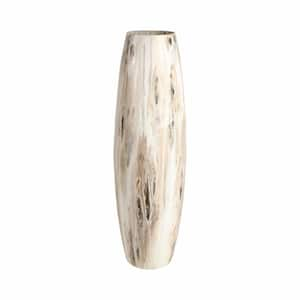 31 in. Ivory Glass Round Decorative Vase