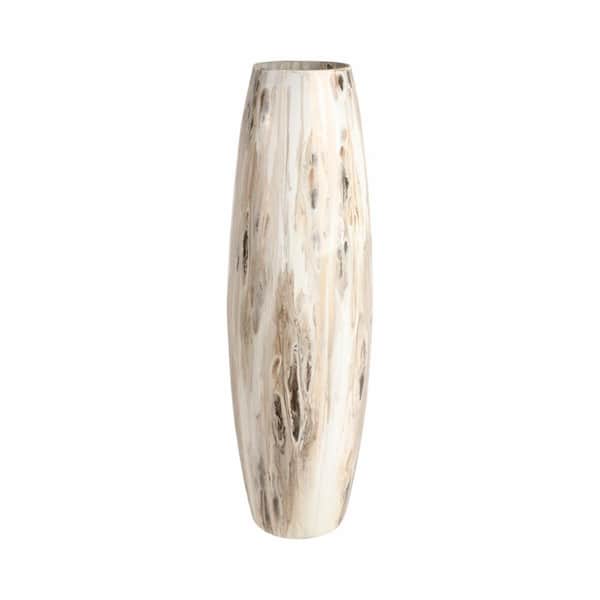 Liv & Skye 31 in. Ivory Glass Round Decorative Vase