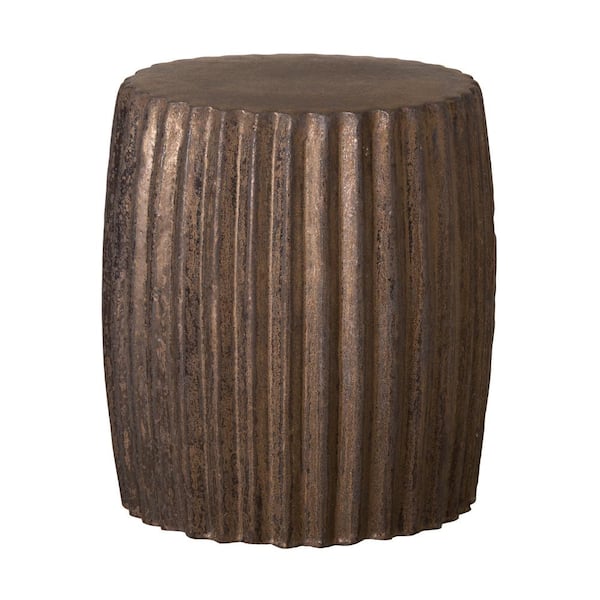 Emissary Pleated 18 in. H Metallic Round Ceramic Garden Stool