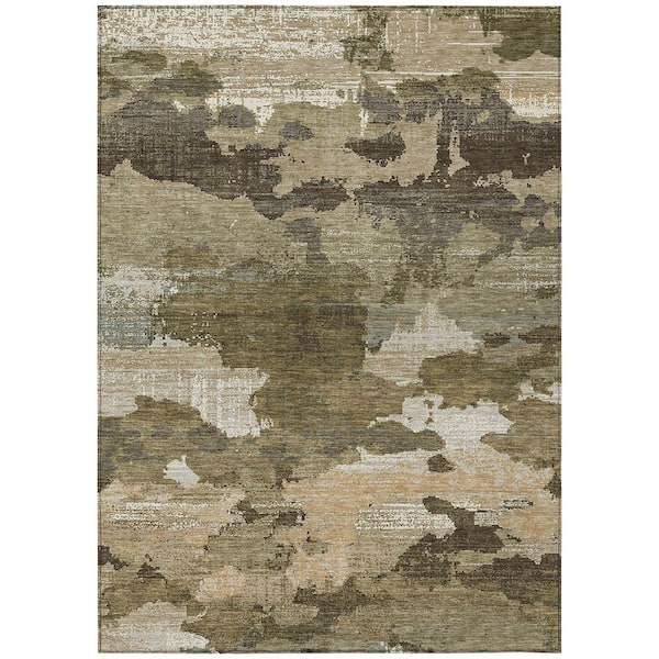 Chantille Machine Washable Indoor/Outdoor Abstract ACN2434 Khaki 8 ft. x 10 ft. Area Rug