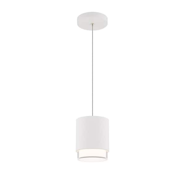 Cloak 6 in. White Mini-Pendant Light with Integrated LED Selectable 4CCT 2700K-3000K-3500K-4000K