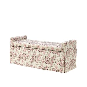 Amelia Red 50.2 in. Linen Bedroom Bench Backless Upholstered
