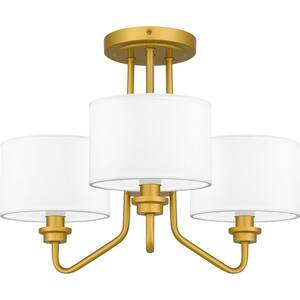 Ainsdale 18 in. 3-Light Painted Brass Semi-Flush Mount