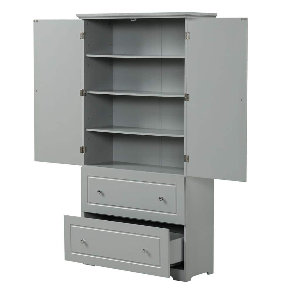 32.6 in. W x 13 in. D x 62.3 in. H Freestanding Gray MDF Tall Bathroom Line