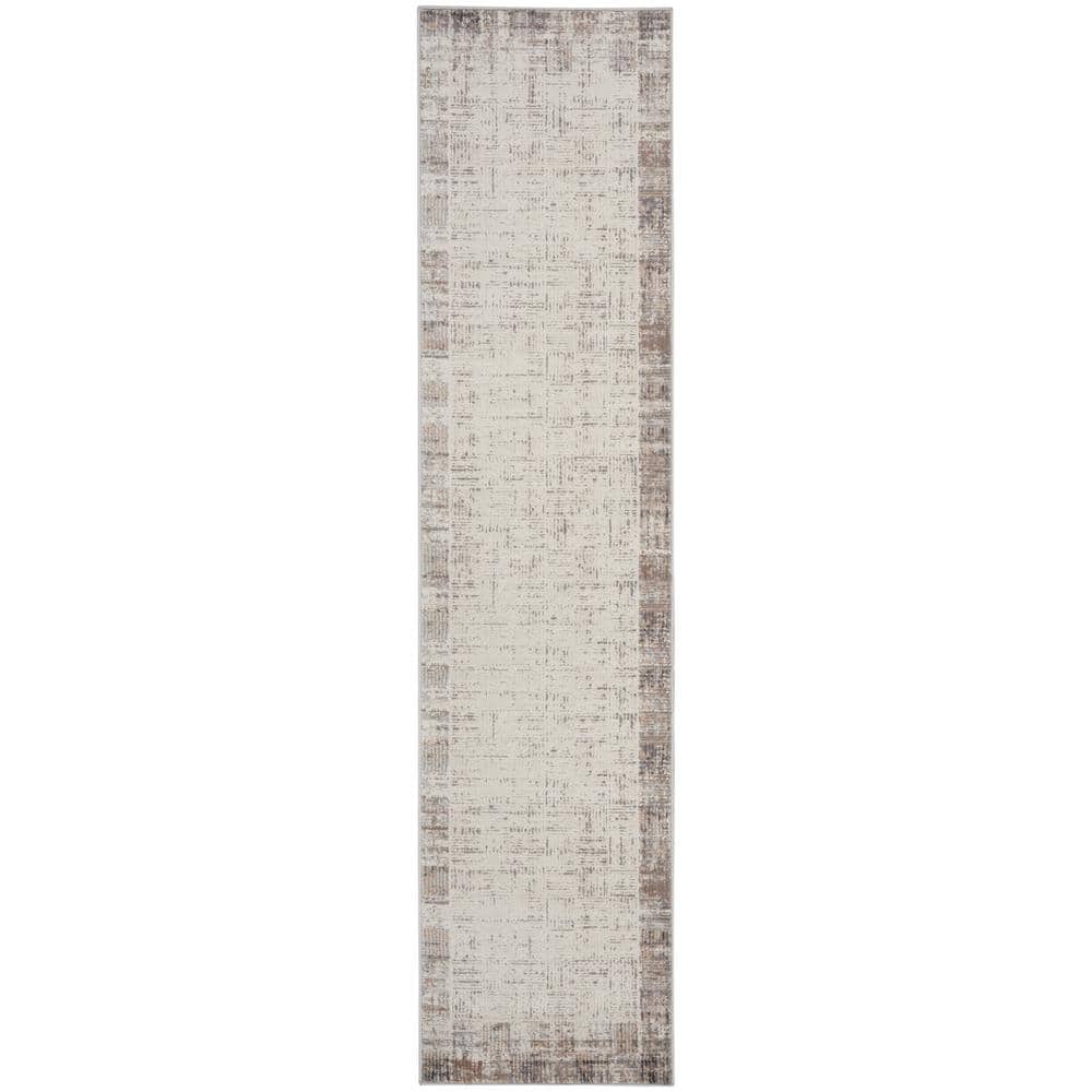 Nourison Elation Ivory Grey 2 ft. x 14 ft. All-over design Contemporary ...