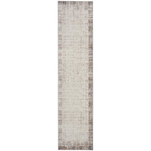 Elation Ivory Grey 2 ft. x 14 ft. All-over design Contemporary Runner Area Rug
