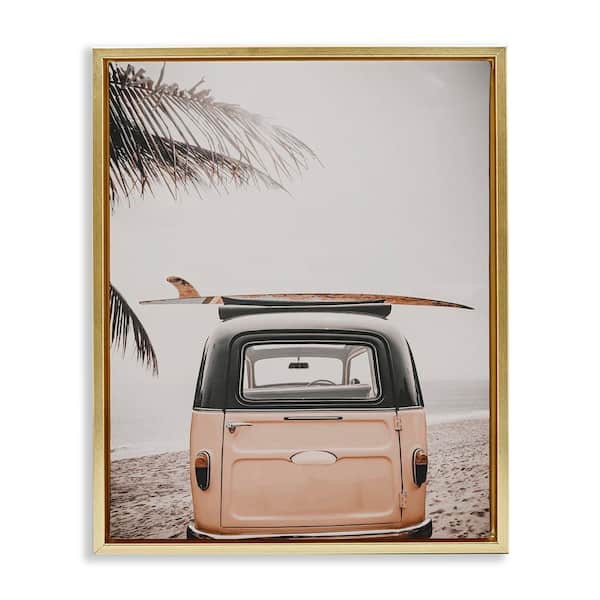 Stupell Industries Endless Summer Beach Van by LSR Design Studio Gold Floater Frame Sports Graphic Art Print 21 in. x 17 in.