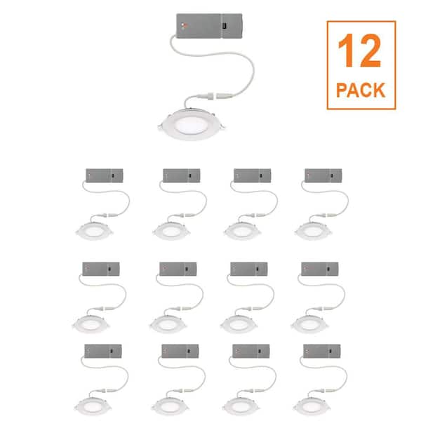 12-pack 4 in. Adjustable CCT Integrated LED Canless Recessed Light Trim 650 Lumens Kitchen Bathroom Remodel Wet Rated