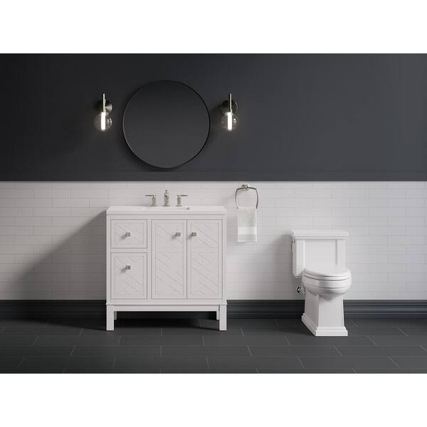 KOHLER Beauxline 36.25in. Single Sink Freestanding Slate Grey Bath Vanity with White Quartz Top Assembled