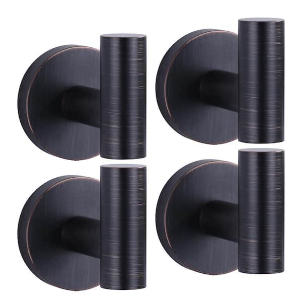 IVIGA Stainless Steel Wall Mounted Round J-Hook Robe/Towel Hook with Rust Resistant in Oil Rubbed Bronze(4-Pack)