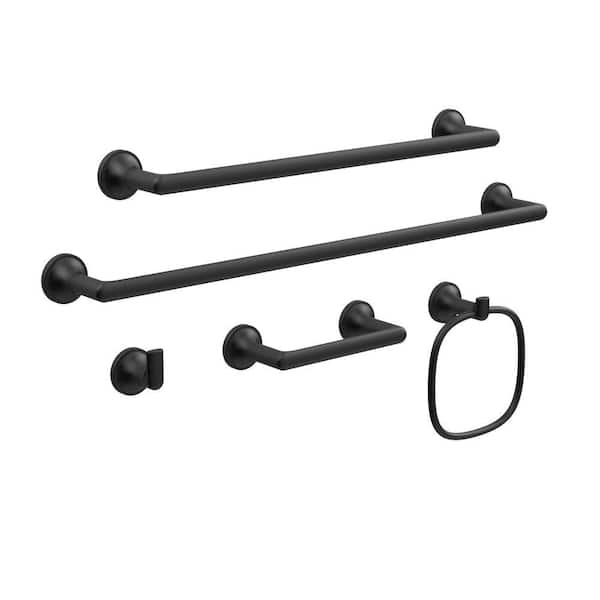 Glacier Bay Lynstone 18 in. Wall Mounted Towel Bar in Matte Black