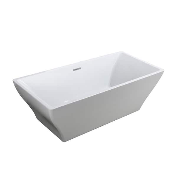 Bellaterra Home Messina 71.04 in. Acrylic Flatbottom Non-Whirlpool Freestanding Bathtub in Glossy White