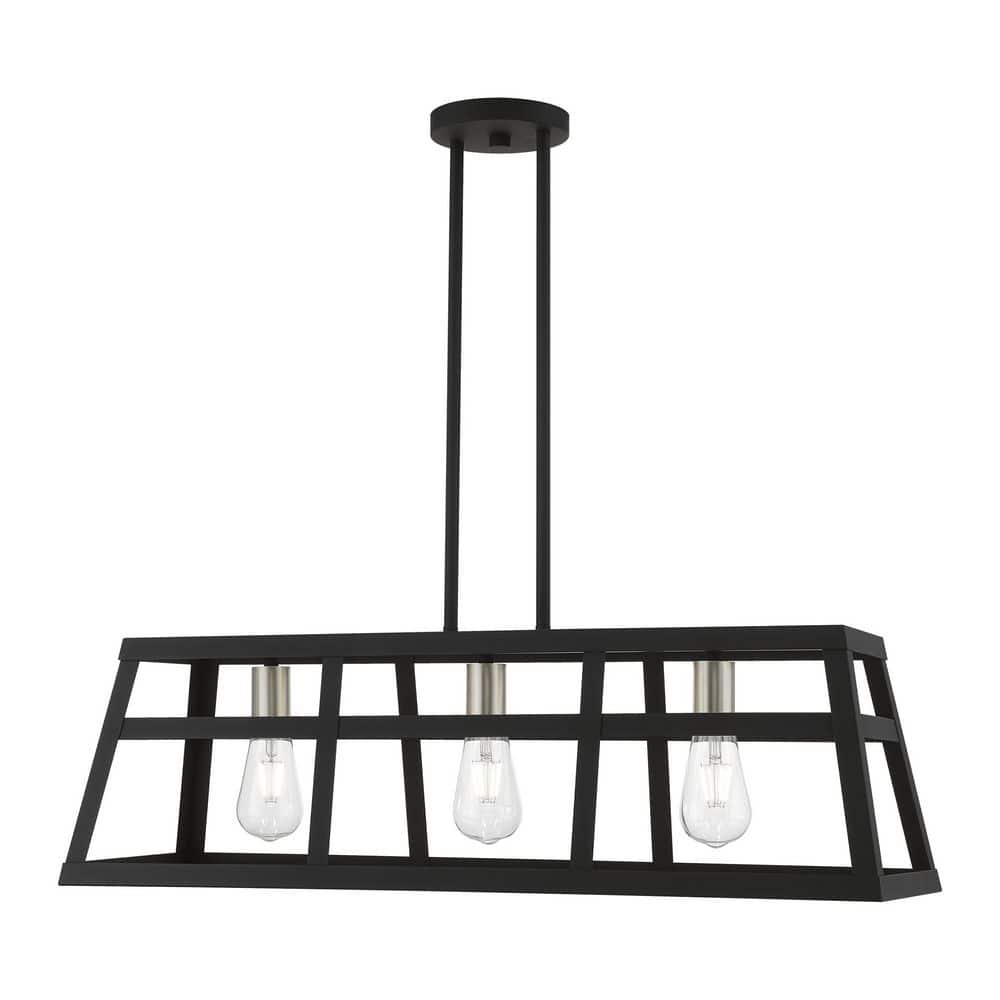 Charterwood 3-Light Black Linear Chandelier with Brushed Nickel Accents price history on PriceWatchPro