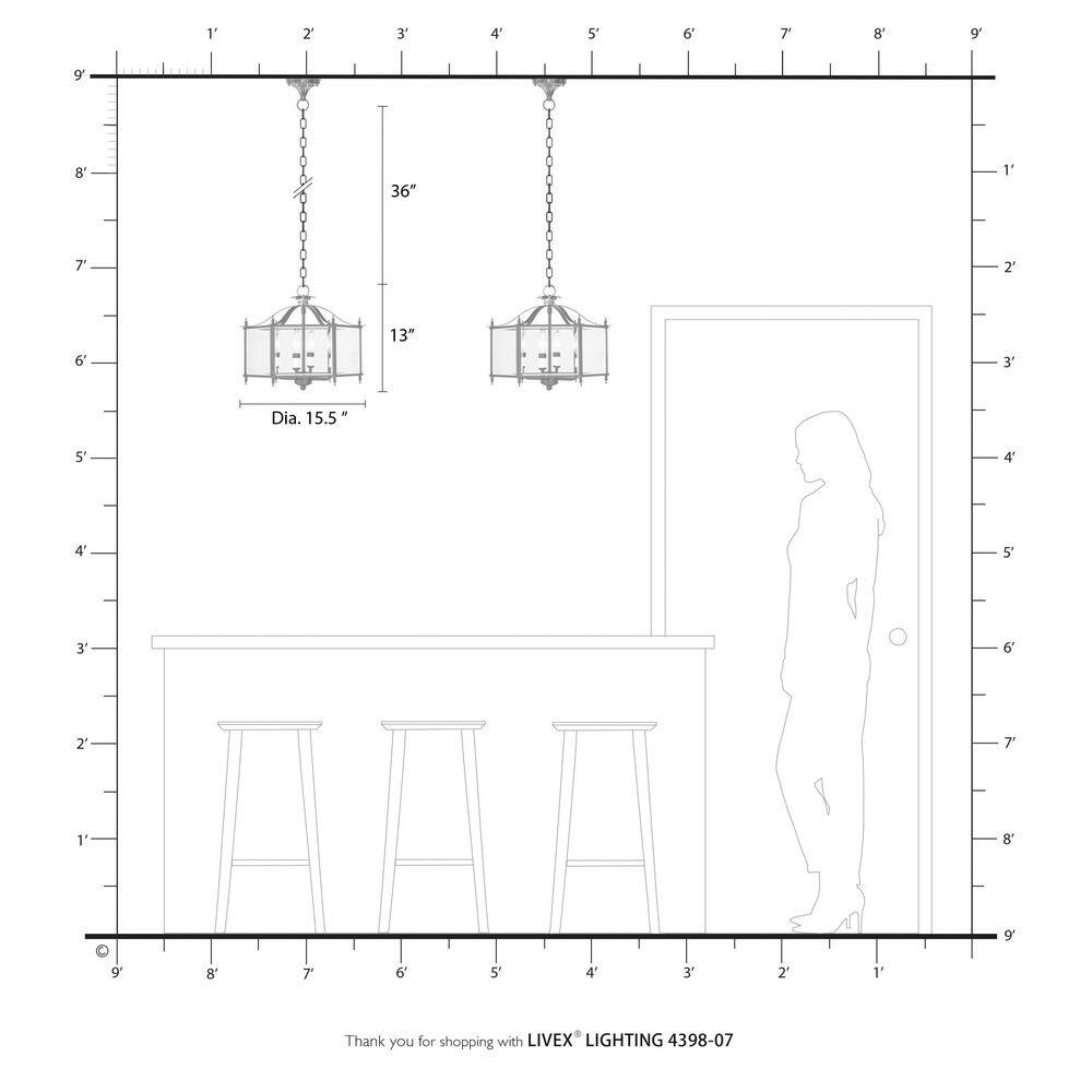 Bronze 4-Light Pendant with Clear Beveled Glass Shade