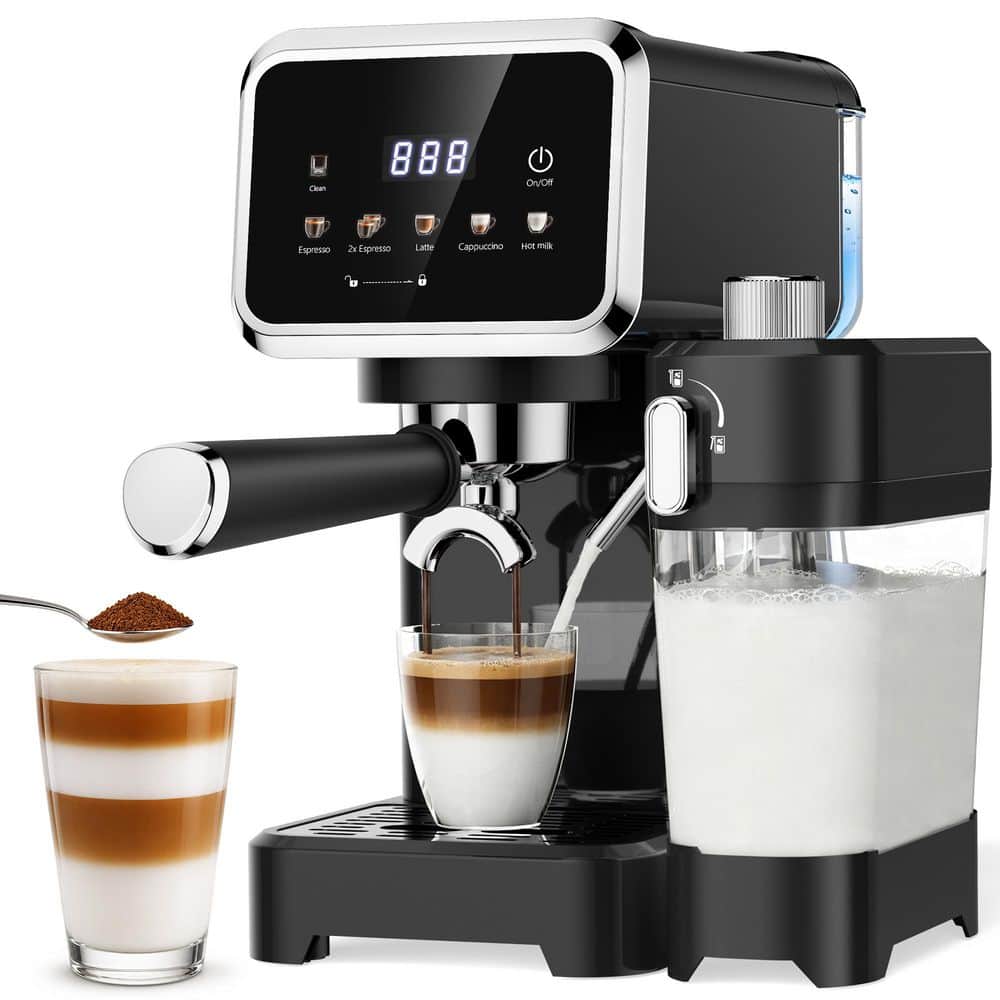 2‑Cup All‑in‑One 20 Bar Espresso Machine with Detachable Milk Tank, Digital Display for Latte Cappuccino Black price history on PriceWatchPro