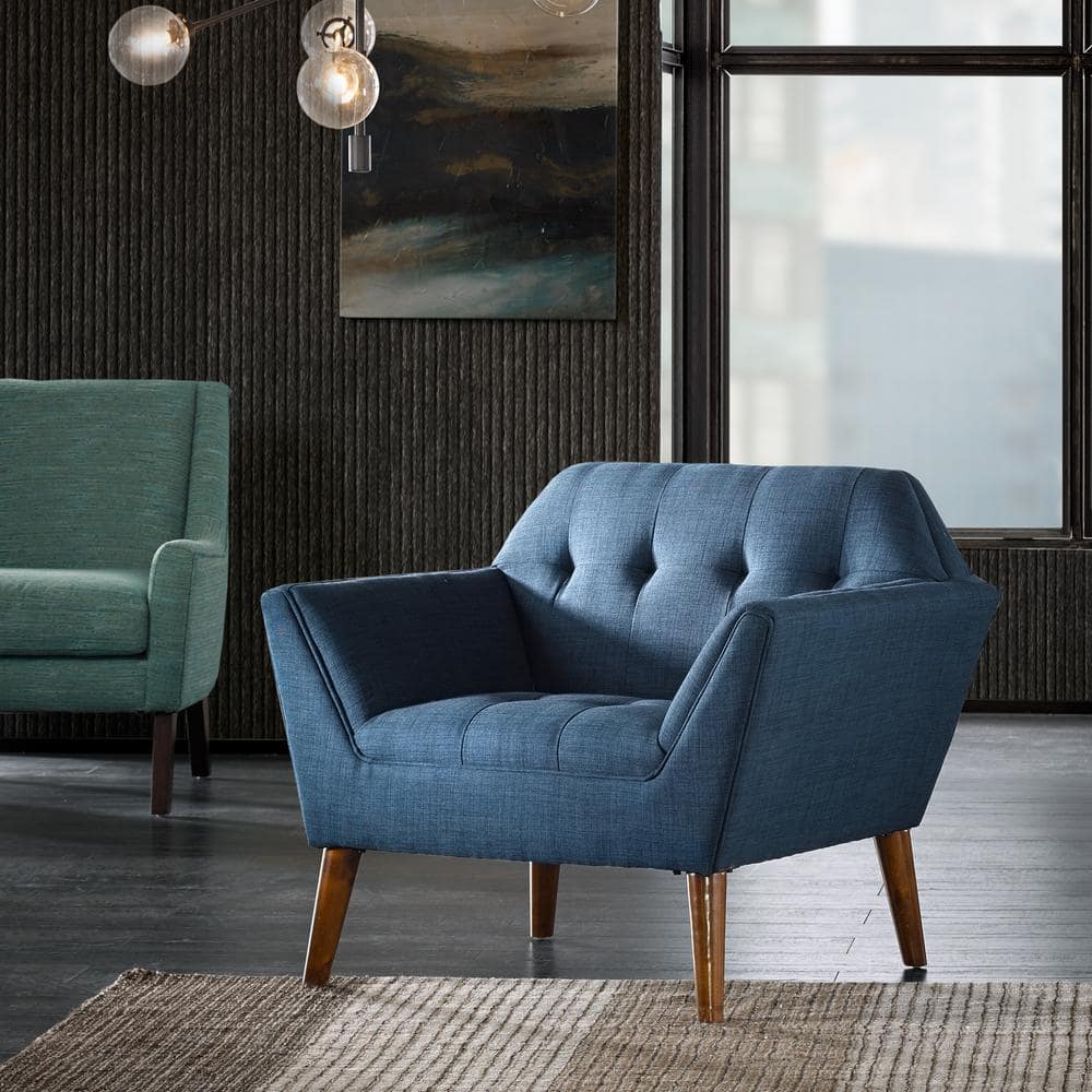 INK+IVY Newport Blue Tufted Lounge Arm Chair II100-0063