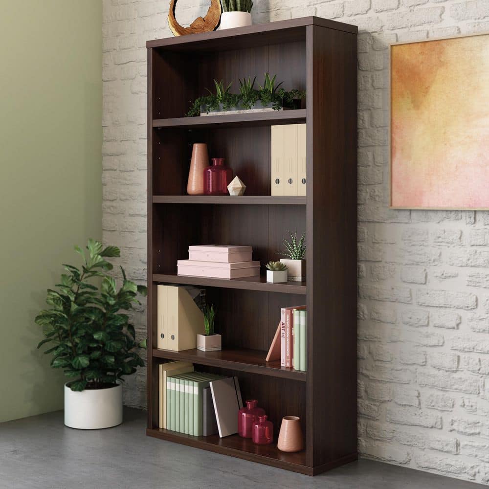 Noble Elm Adjustable 5-Shelf Bookcase