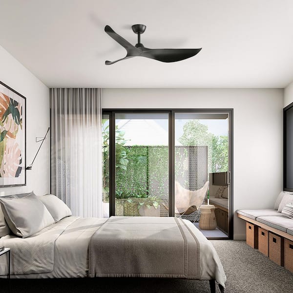 52 in. Indoor/Outdoor Black Ceiling Fan without Light for Bedroom or Living Room