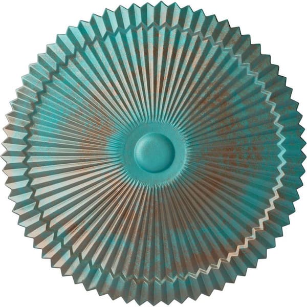 Ekena Millwork 24 in. x 3 in. Shakuras Urethane Ceiling Medallion (Fits Canopies upto 5 in.), Copper Green Patina