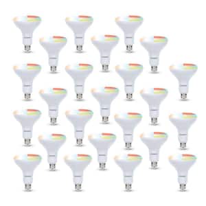 65-Watt Smart LED Multi-Color and Multi-White BR30 Bulb Google Assistant, Alexa, Mobile App, 6000K, 800 Lumens (24-Pack)