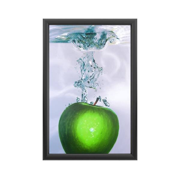 Trademark Fine Art "Apple Splash II" by Roderick Stevens Framed with LED Light Still Life Wall Art 24 in. x 16 in.