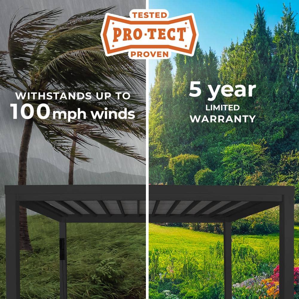 Trenton 14' x 12' Black Steel Pergola with Canopy