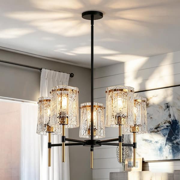 YANSUN 20 in. 6-Light Gold Modern Crystal Chandelier, 3-Tier