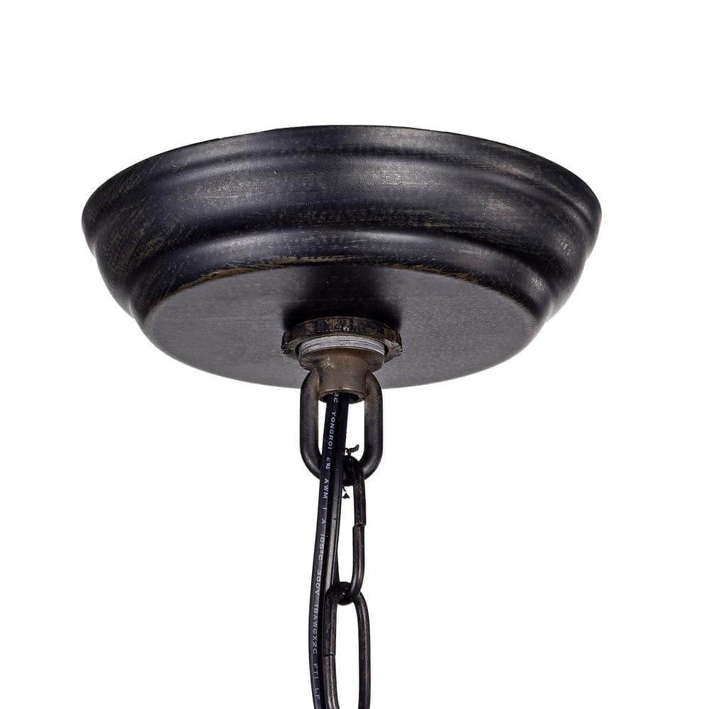 Black Brushed Brown Globe Chandelier with Crystal Accents