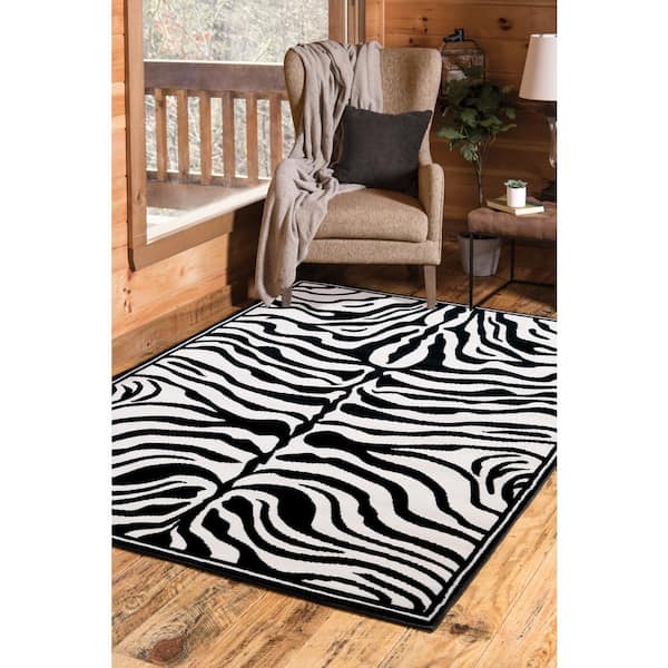 Zebra Skin White/Black 5 ft. x 7 ft. Area Rug