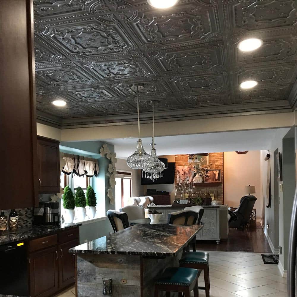 Elizabethan Weathered Iron 24" Square PVC Ceiling Tile
