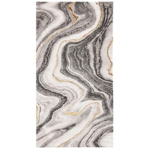 Craft Gray/Gold Doormat 3 ft. x 5 ft. Marbled Abstract Area Rug