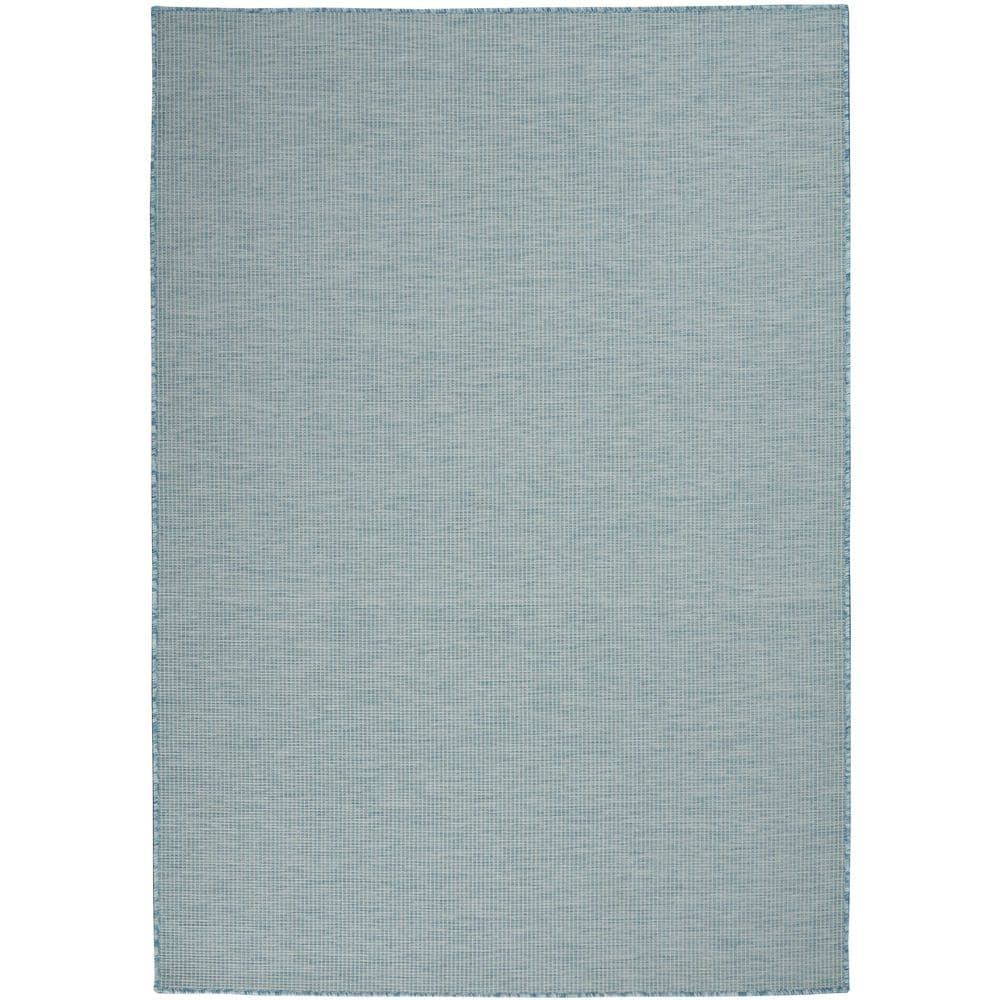Aqua Solstice Flat Woven 4' x 6' Reversible Outdoor Rug