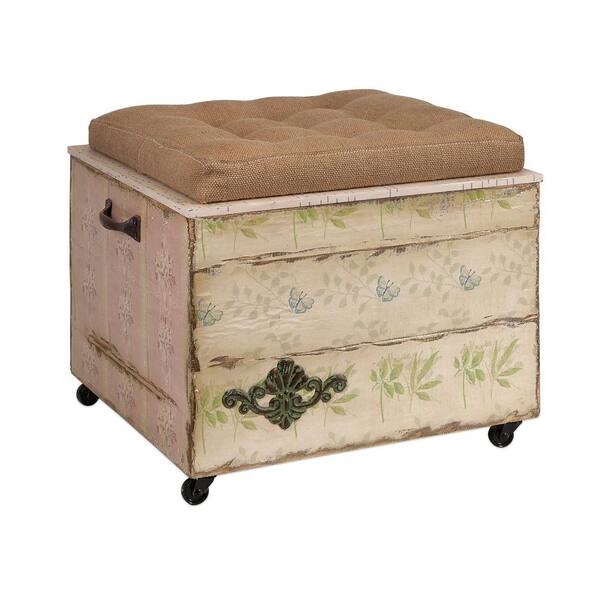 Filament Design Antique Wall Paper Storage Ottoman