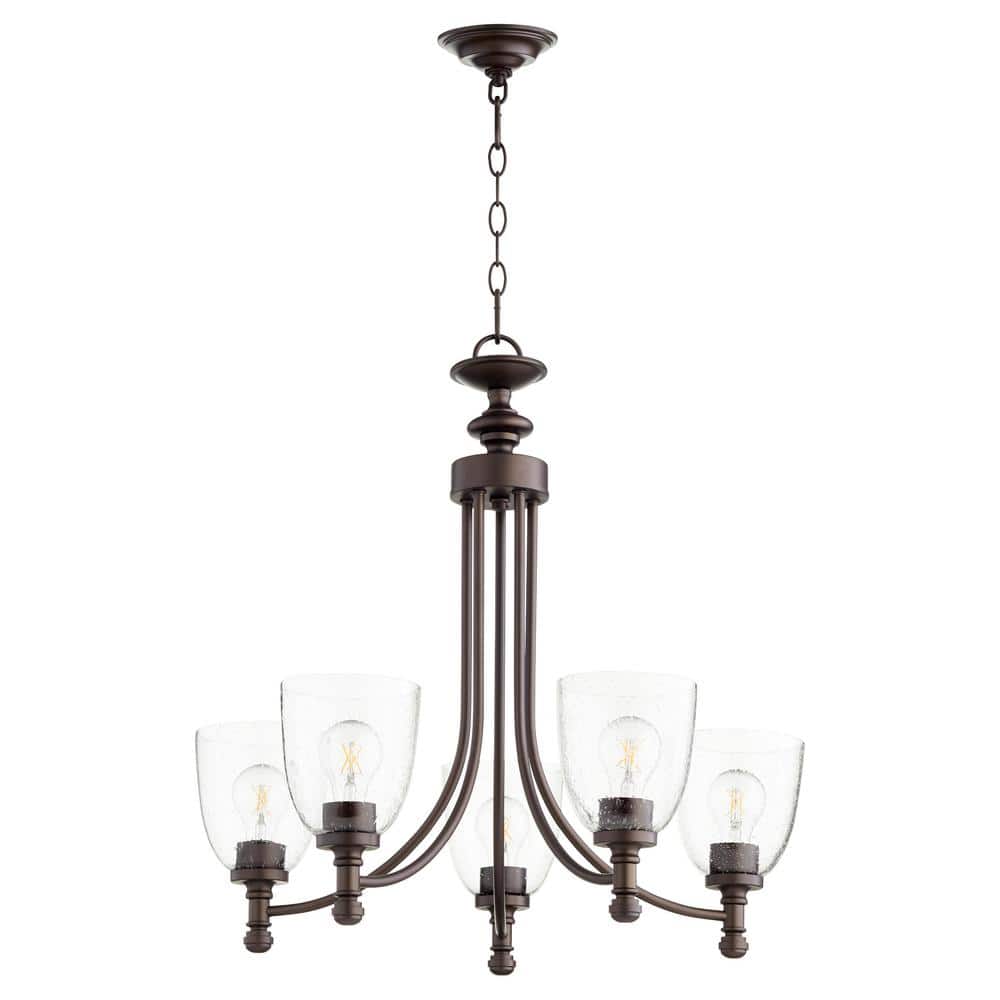 Quorum INTERNATIONAL Rossington 5Light Oiled Bronze Chandelier with