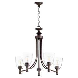 Rossington 5-Light Oiled Bronze Chandelier with Clear Seeded Glass