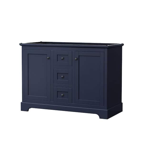 Wyndham Collection Avery 47.25 in. W x 21.75 in. D x 34.25 in. H Double Bath Vanity Cabinet without Top in Dark Blue