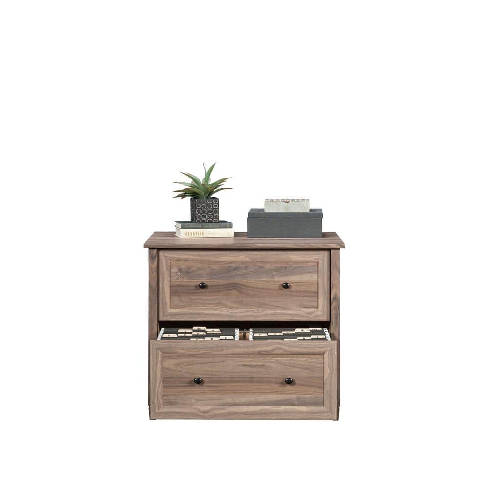 Washed Walnut 2-Drawer Lateral File Cabinet with Metal Hardware