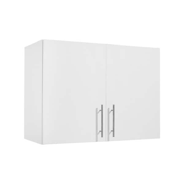 Laundry Room Wall Cabinet, 2-Tier Wall Mounted Hanging Cabinet with 2 Doors, 16 x 32 x 24 in. (D x W x H), White