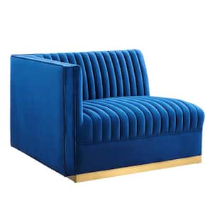 Sanguine 41 in. Channel Tufted Performance Velvet Modular Sectional Sofa Left-Arm Chair in Navy Blue