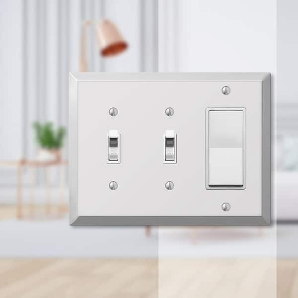 Metallic 3 Gang 2-Toggle and 1-Rocker Steel Wall Plate - Polished Chrome